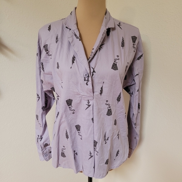REI Co-op Norseland L/S Woven Shirt Light Purple Primitive Art Symbols - Picture 1 of 5